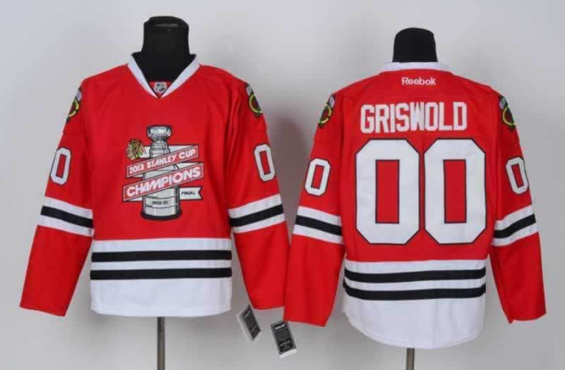 Blackhawks 00 Griswold Red 2013 Stanley Cup Champions Jerseys