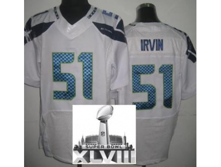 Nike Seahawks 51 Bruce Irvin White Elite 2014 Super Bowl XLVIII Jerseys
