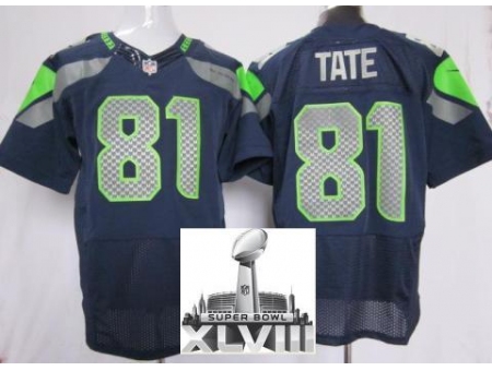 Nike Seahawks 81 Golden Tate Blue Elite 2014 Super Bowl XLVIII Jerseys