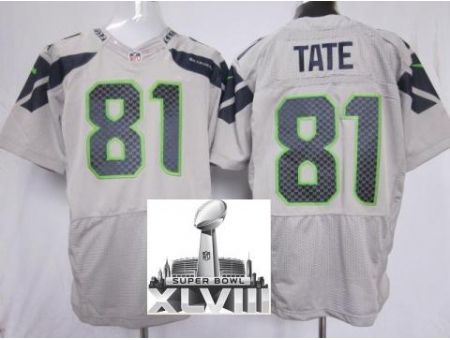 Nike Seahawks 81 Golden Tate Grey Elite 2014 Super Bowl XLVIII Jerseys