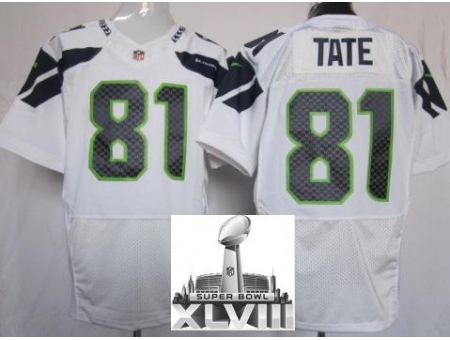 Nike Seahawks 81 Golden Tate White Elite 2014 Super Bowl XLVIII Jerseys