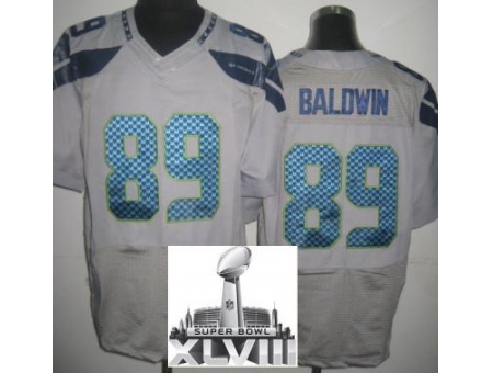 Nike Seahawks 89 Doug Baldwin Grey Elite 2014 Super Bowl XLVIII Jerseys