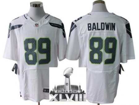 Nike Seahawks 89 Doug Baldwin White Elite 2014 Super Bowl XLVIII Jerseys