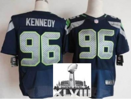 Nike Seahawks 96 Kennedy Blue Elite 2014 Super Bowl XLVIII Jerseys