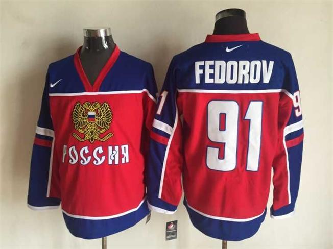 Russia 91 Sergei Fedorov Red Nike Jersey