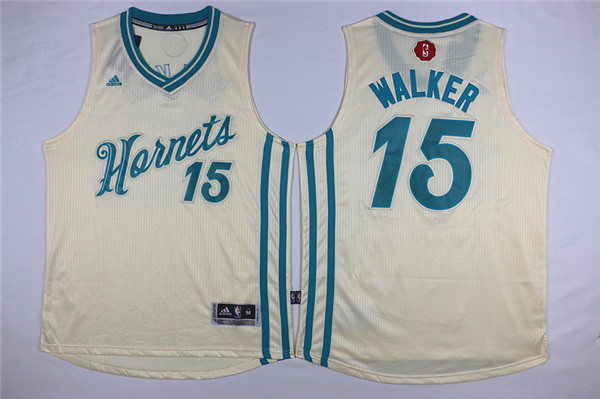 Hornets 15 Kemba Walker Cream 2015-16 Christmas Day Swingman Jersey