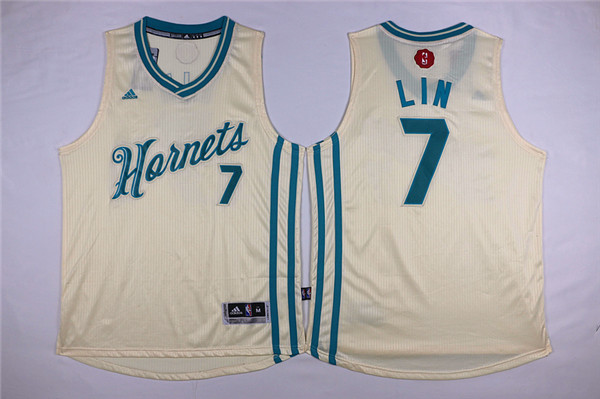 Hornets 7 Jeremy Lin Cream 2015-16 Christmas Day Swingman Jersey