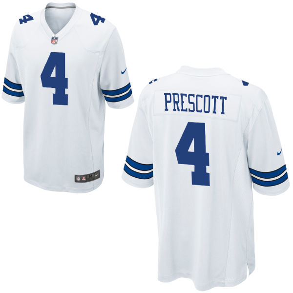 Nike Cowboys 4 Dak Prescott White Youth Game Jersey