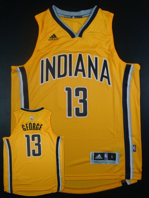 Pacers 13 Paul George Yellow Replica Jersey