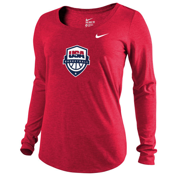 Team USA Basketball Nike Women's Scoop Tri Blend Long Sleeve T-Shirt Red