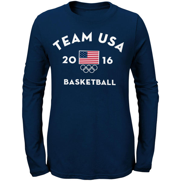 Team USA Basketball Women's Long Sleeve Very Official National Governing Bodies T-Shirt Navy