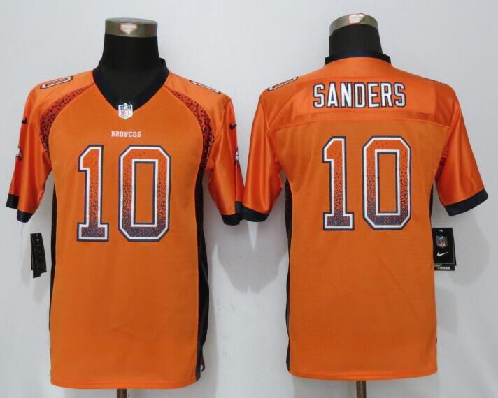 Nike Broncos 10 Emmanuel Sanders Orange Youth Drift Fashion Jersey