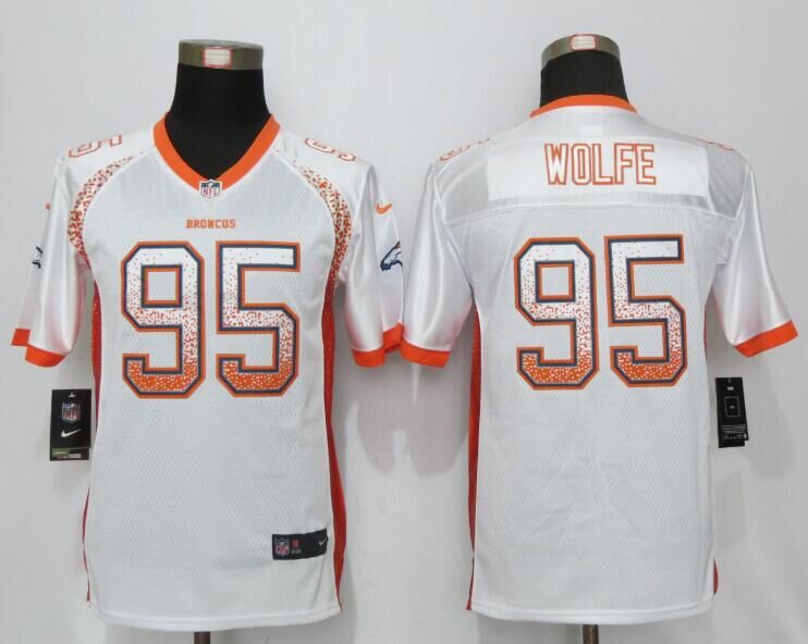Nike Broncos 95 Derek Wolfe White Youth Drift Fashion Jersey