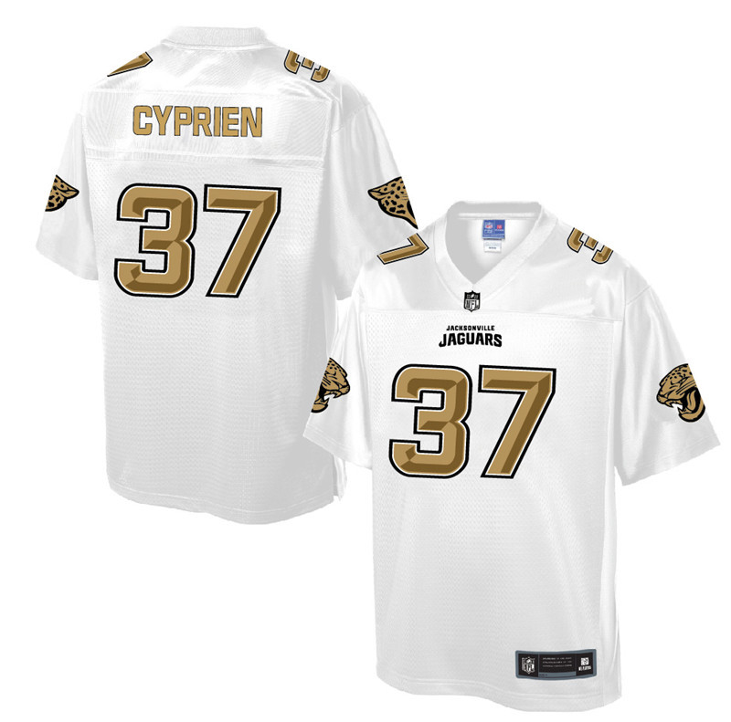 Nike Jaguars 37 Johnathan Cyprien Pro Line White Gold Collection Elite Jersey