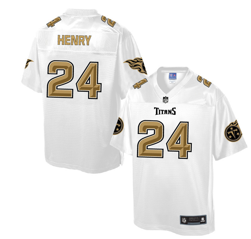 Nike Titans 24 Derrick Henry Pro Line White Gold Collection Elite Jersey