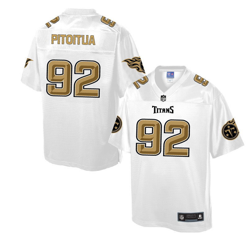 Nike Titans 92 Ropati Pitoitua Pro Line White Gold Collection Elite Jersey