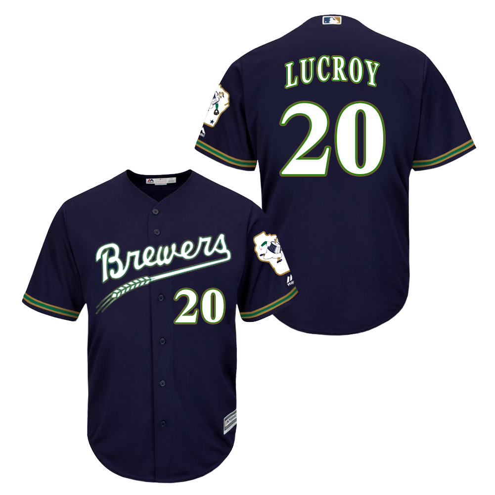 Brewers 20 Jonathan Lucroy Navy New Cool Base Jersey