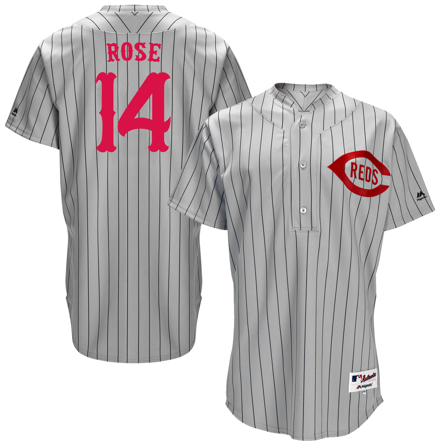 Reds 14 Pete Rose Grey Throwback Jersey