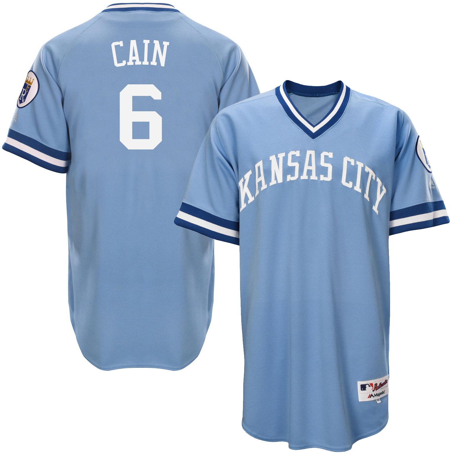 Royals 6 Lorenzo Cain Light Blue Throwback Jersey