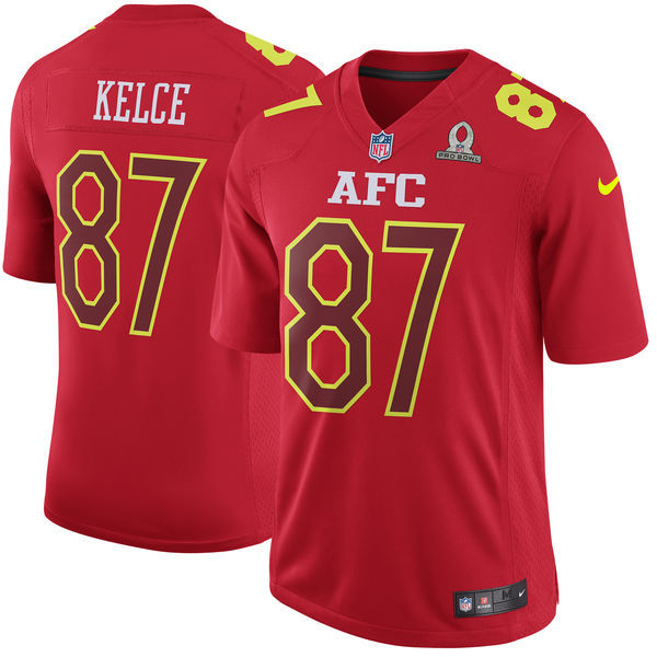 Nike Chiefs 87 Travis Kelce Red 2017 Pro Bowl Youth Game Jersey