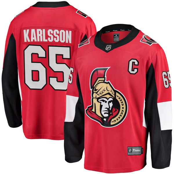 Senators 65 Erik Karlsson Red Fanatics Branded Breakaway Player Jersey