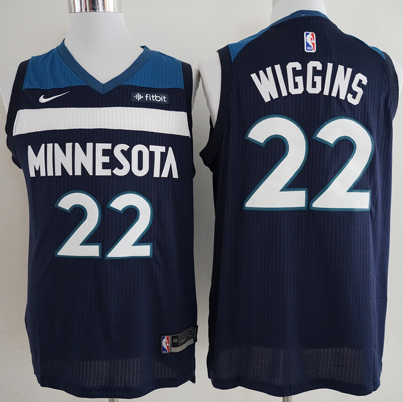 Timberwolves 22 Andrew Wiggins Navy Authentic Jersey