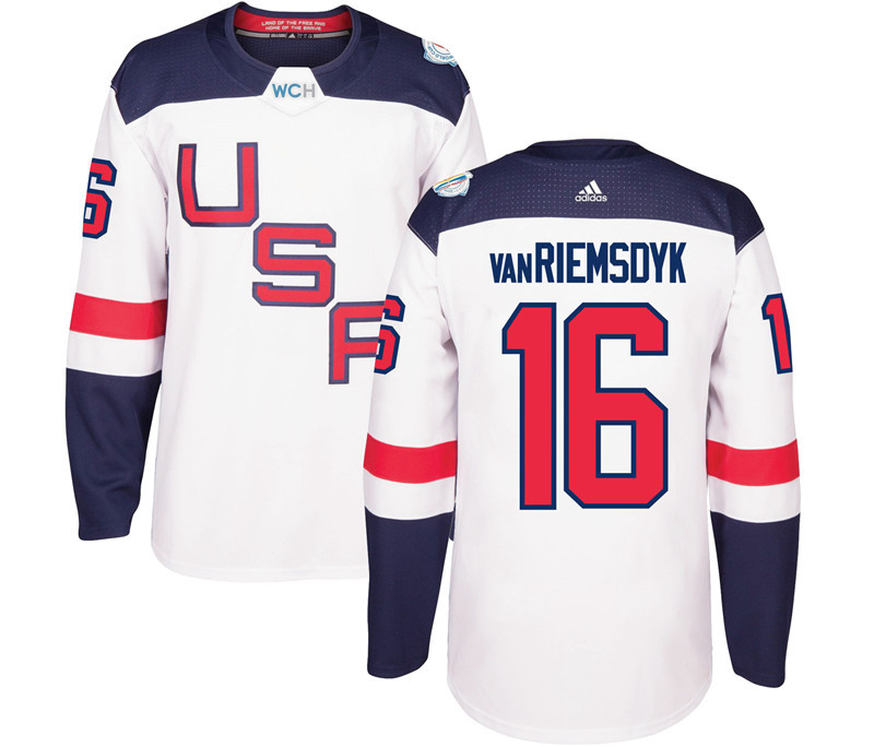 USA 16 James van Riemsdyk White 2016 World Cup Of Hockey Premier Player Jersey