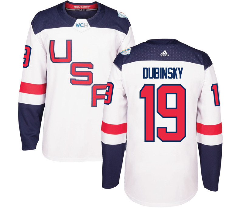 USA 19 Dubin Dubinsky White 2016 World Cup Of Hockey Premier Player Jersey
