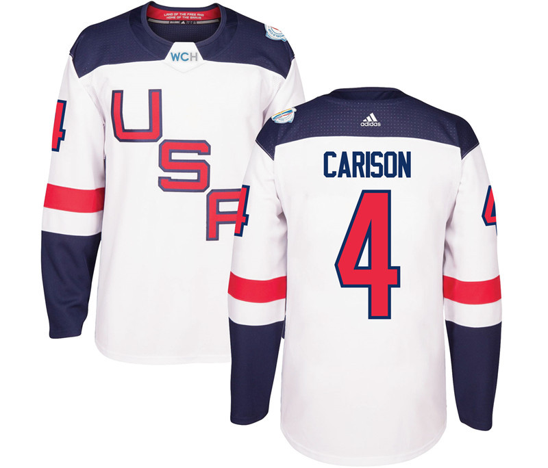 USA 4 John Carlson White 2016 World Cup Of Hockey Premier Player Jersey