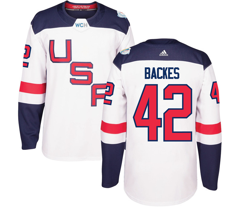 USA 42 David Backes White 2016 World Cup Of Hockey Premier Player Jersey