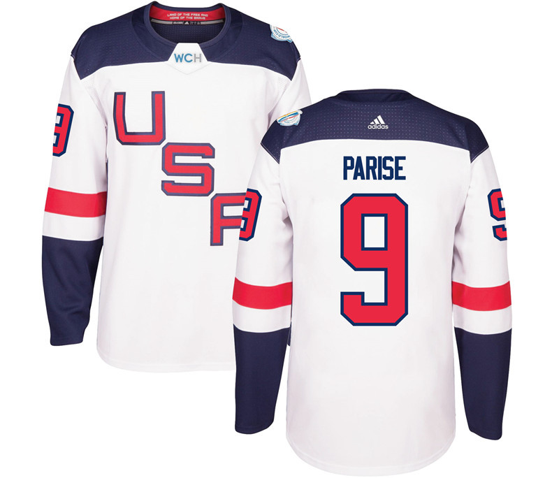 USA 9 Zach Parise White 2016 World Cup Of Hockey Premier Player Jersey