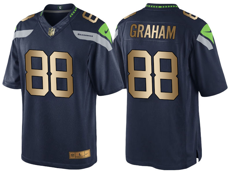 Nike Seahawks 88 Jimmy Graham Navy Gold Game Jersey