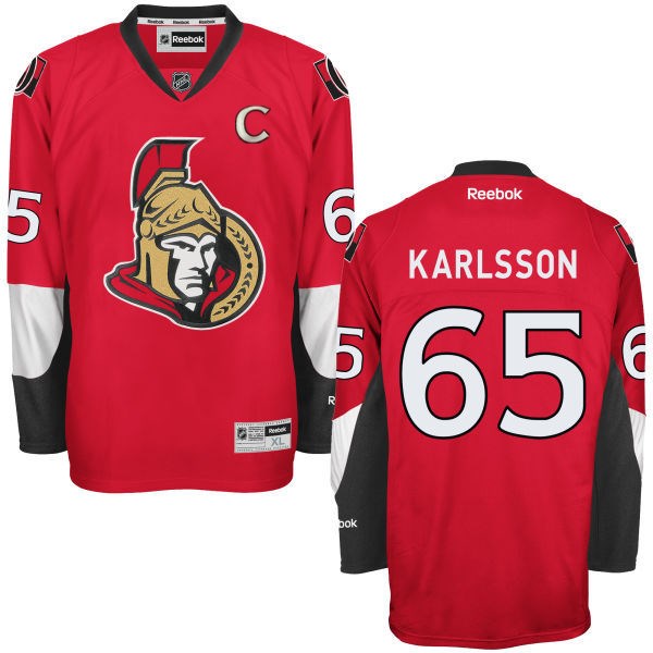 Senators 65 Erik Karlsson Red Reebok C Patch Jersey