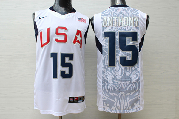 Team USA Basketball 15 Carmelo Anthony White Nike Stitched Jersey