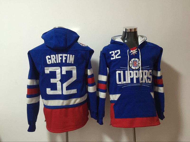 Clippers 32 Blake Griffin Blue All Stitched Hooded Sweatshirt