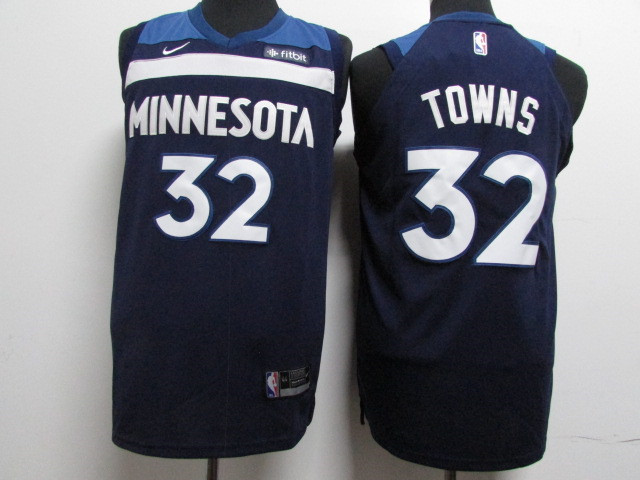 Timberwolves 32 Karl-Anthony Towns Navy Nike Authentic Jersey