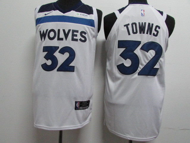 Timberwolves 32 Karl-Anthony Towns White Nike Authentic Jersey