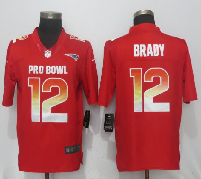 Nike AFC Patriots 12 Tom Brady Red 2018 Pro Bowl Limited Jersey