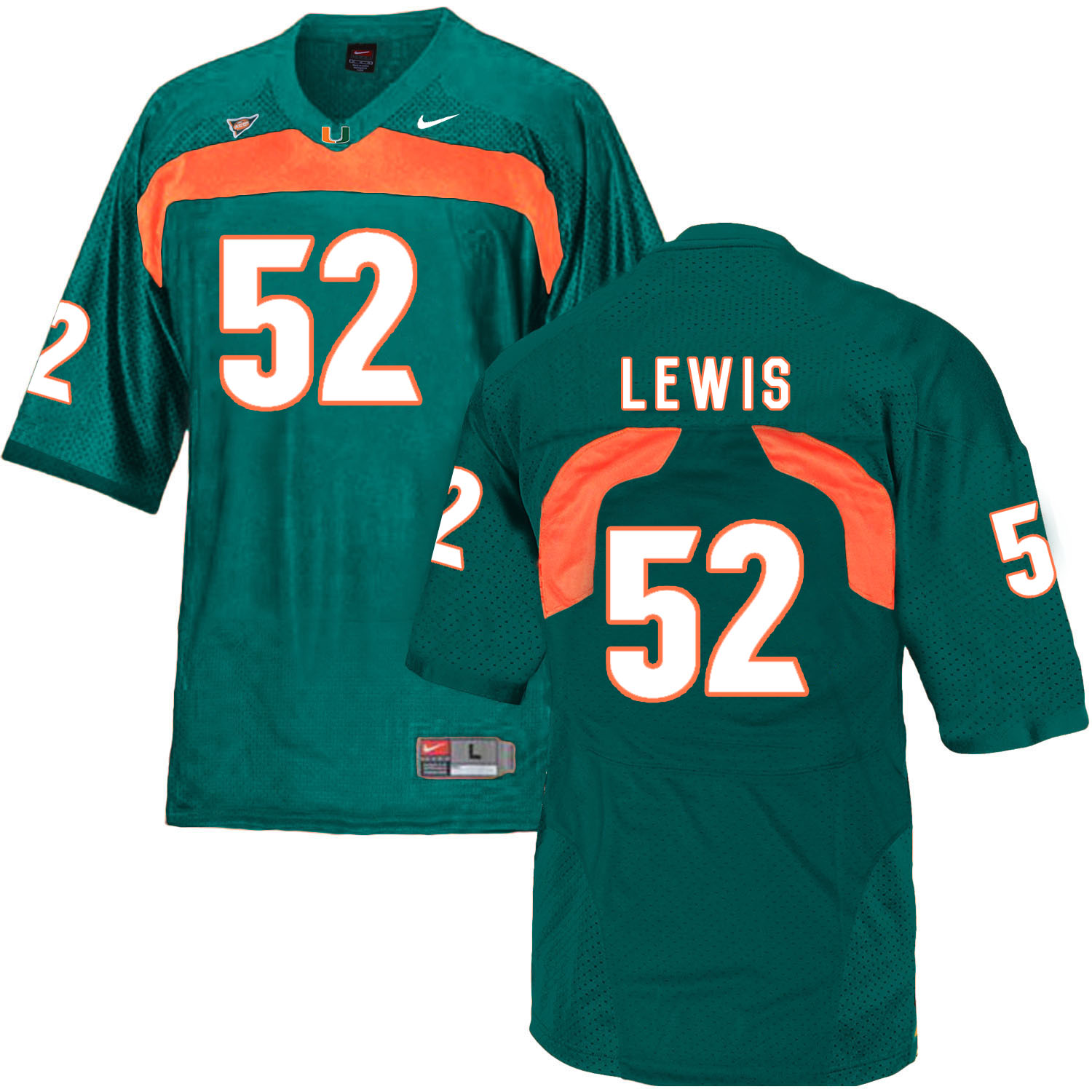 Miami Hurricanes 52 Ray Lewis Green College Football Jersey