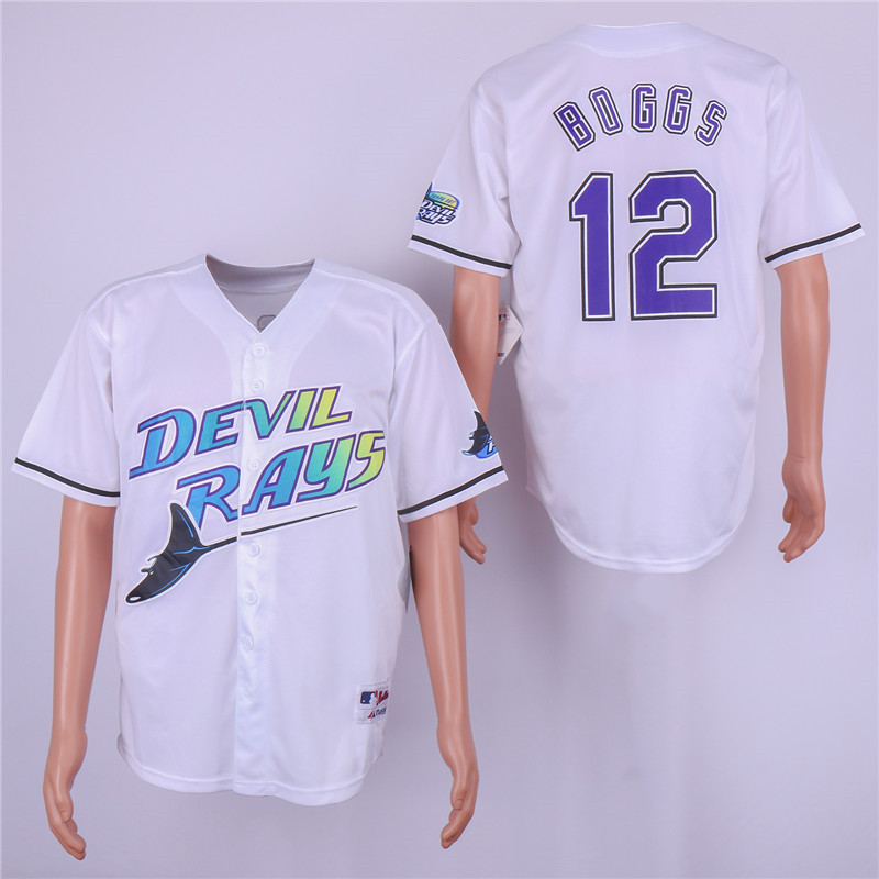 Rays 12 Wade Boggs White Cooperstown Collection Jersey