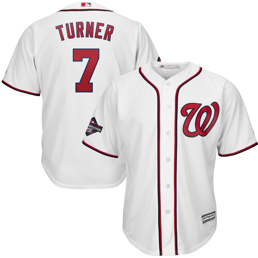 Nationals 7 Trea Turner White 2019 World Series Champions Cool Base Jersey