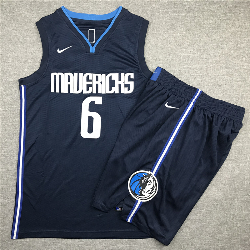 Mavericks 6 Kristaps Porzingis Navy Nike Swingman Jersey(With Shorts)
