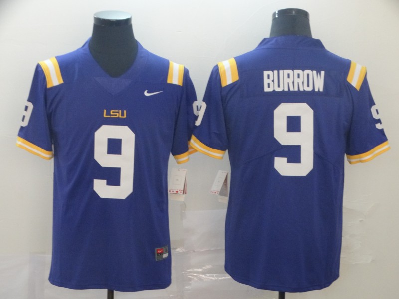 LSU Tigers 9 Joe Burrow Purple Nike College Football Jersey