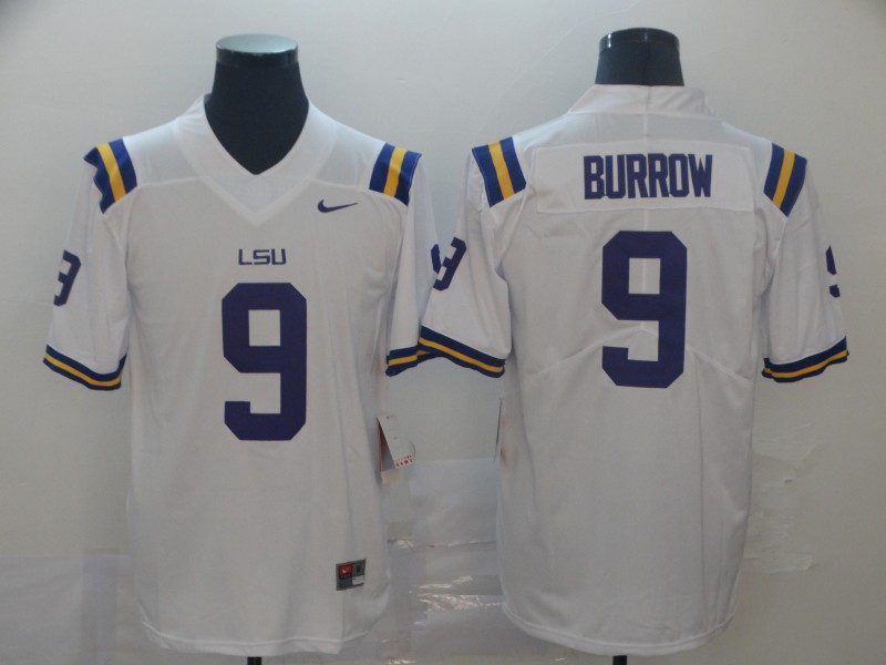 LSU Tigers 9 Joe Burrow White Nike College Football Jersey