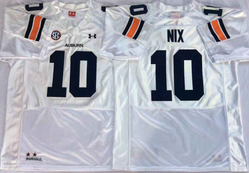 Auburn Tigers 10 Bo Nix White College Football Jersey