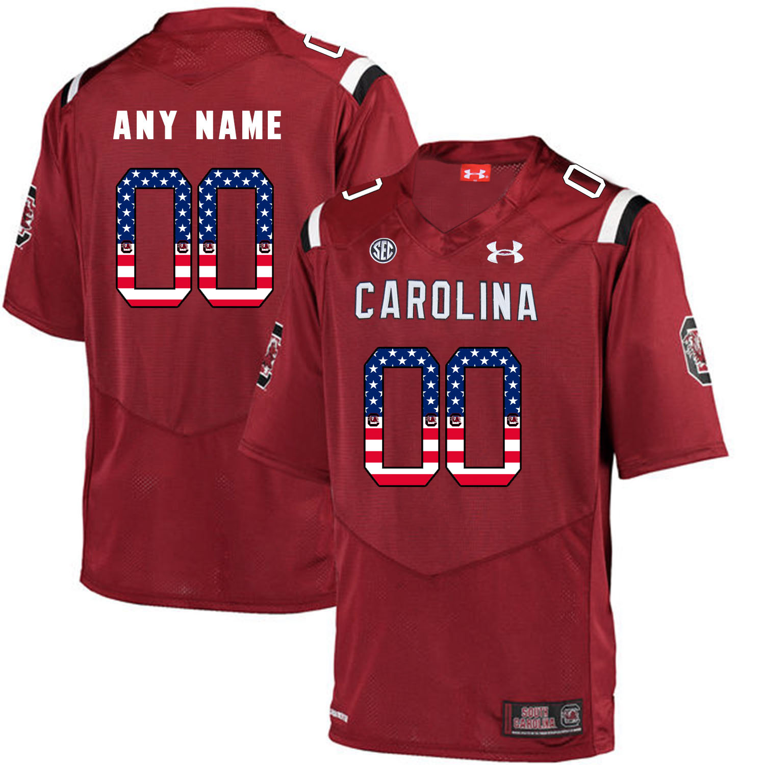South Carolina Gamecocks Red Customized USA Flag College Football Jersey