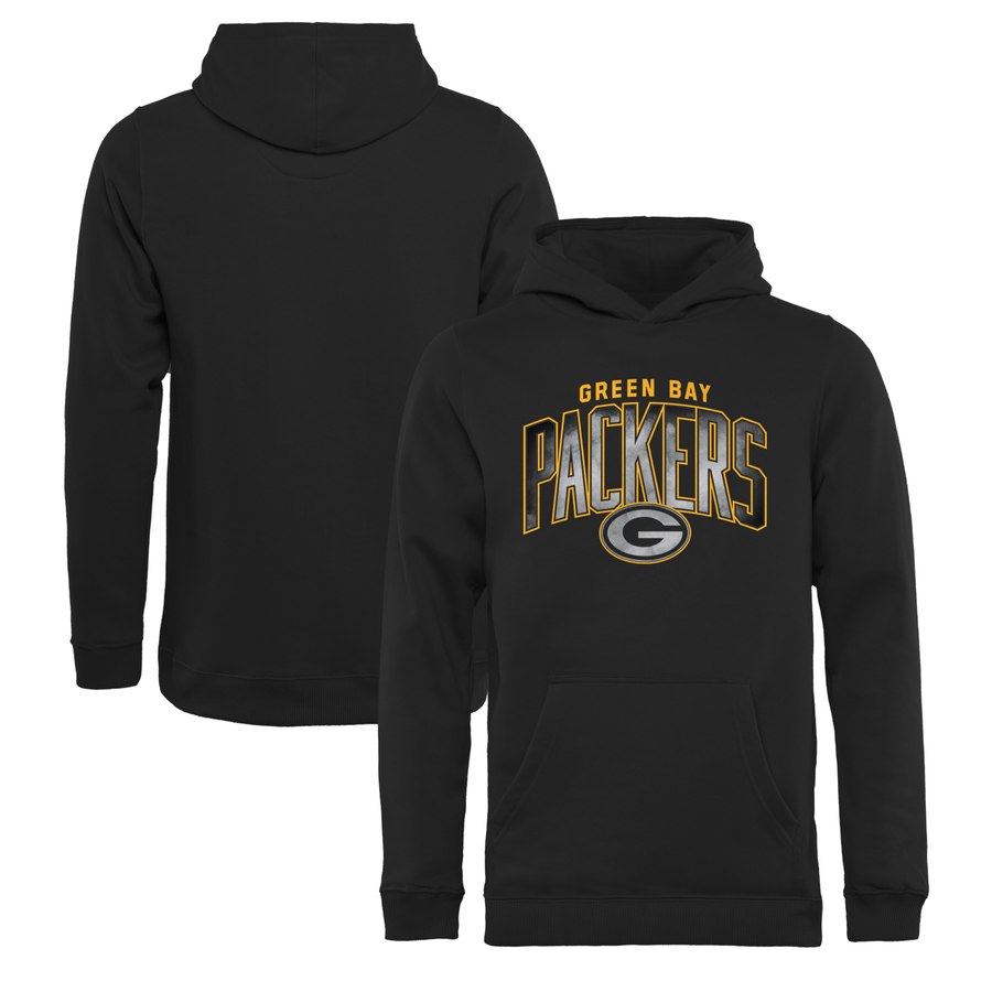 Green Bay Packers NFL Pro Line by Fanatics Branded Youth Arch Smoke Pullover Hoodie Black