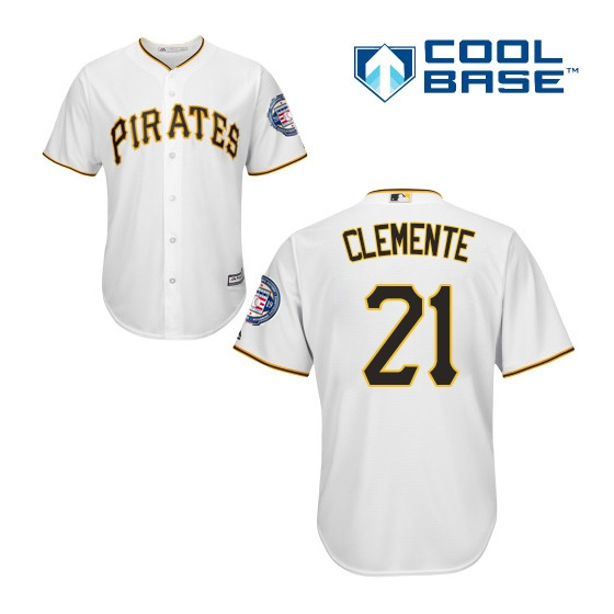 Pirates 21 Roberto Clemente White 2019 Hall of Fame Induction Patch Cool Base Jersey