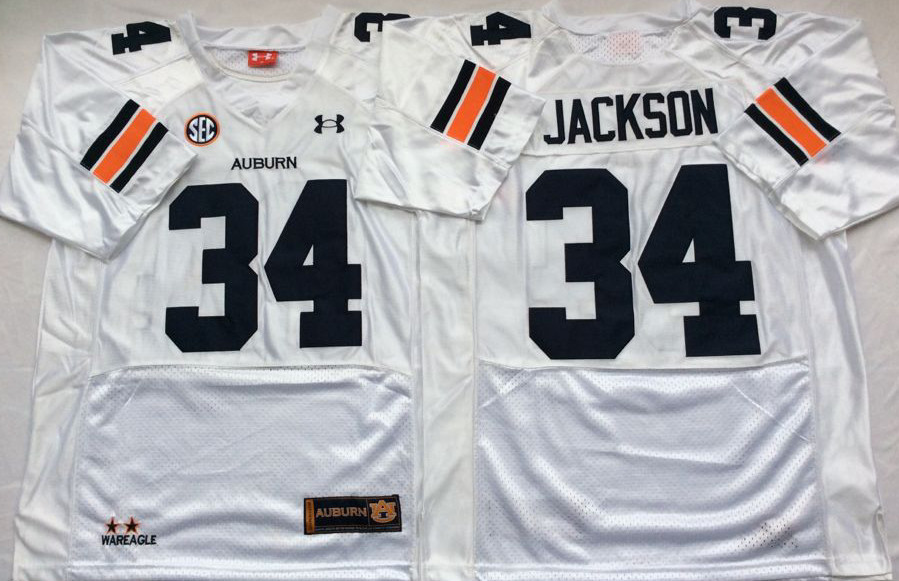 Auburn Tigers 34 Bo Jackson White College Football Jersey