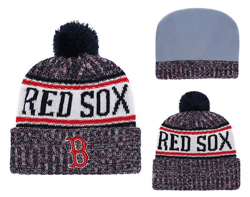 Red Sox Team Logo Red With Pom Knit Hat YD